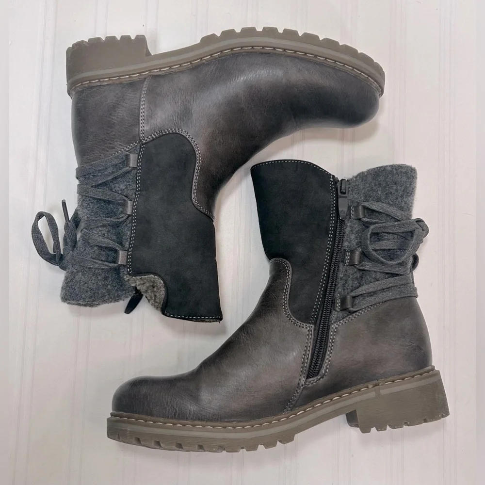 Patrizia Dawna Spring Step Women's Gray Zipper Ankle Boots Faux Fur Lined Size 6 - Picture 6 of 11